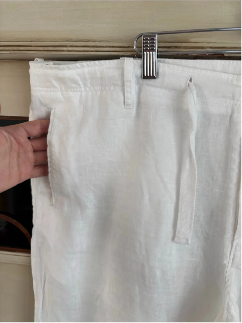 EUC Perry Ellis Mens 100% Linen Bright White Cuffed 40x30 Pants